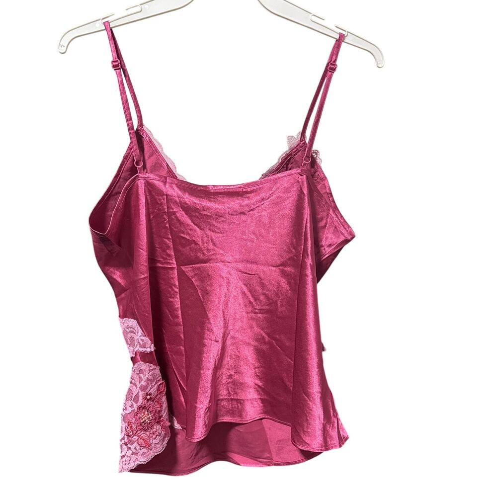 Bisou Bisou Vintage Camisole -Sz 12-Fairy Mermaidcore Satin Lace Beaded Top Y2K - Picture 4 of 12